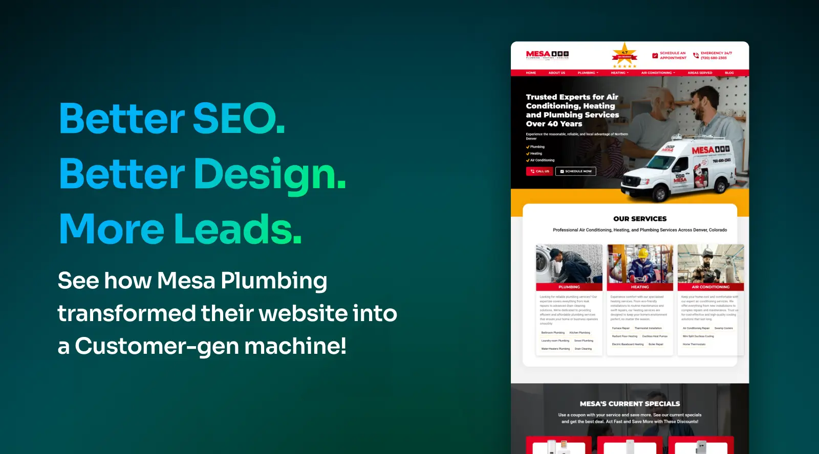 Revamped Mesa Plumbing’s Website to Boost Revenue and Digital Presence